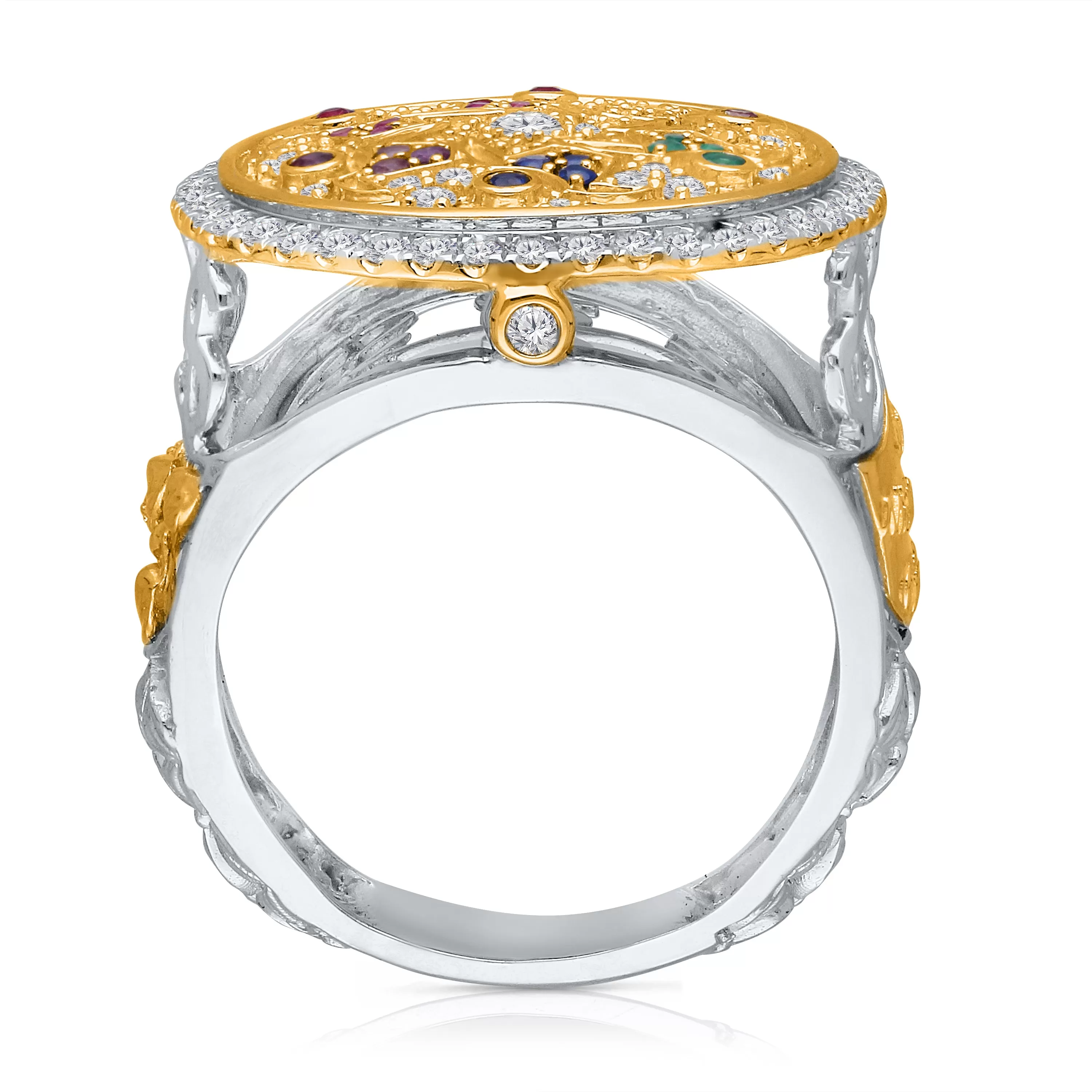 Kallati UIGI Millionaire Club Diamond Ring in 14K White and Yellow Gold