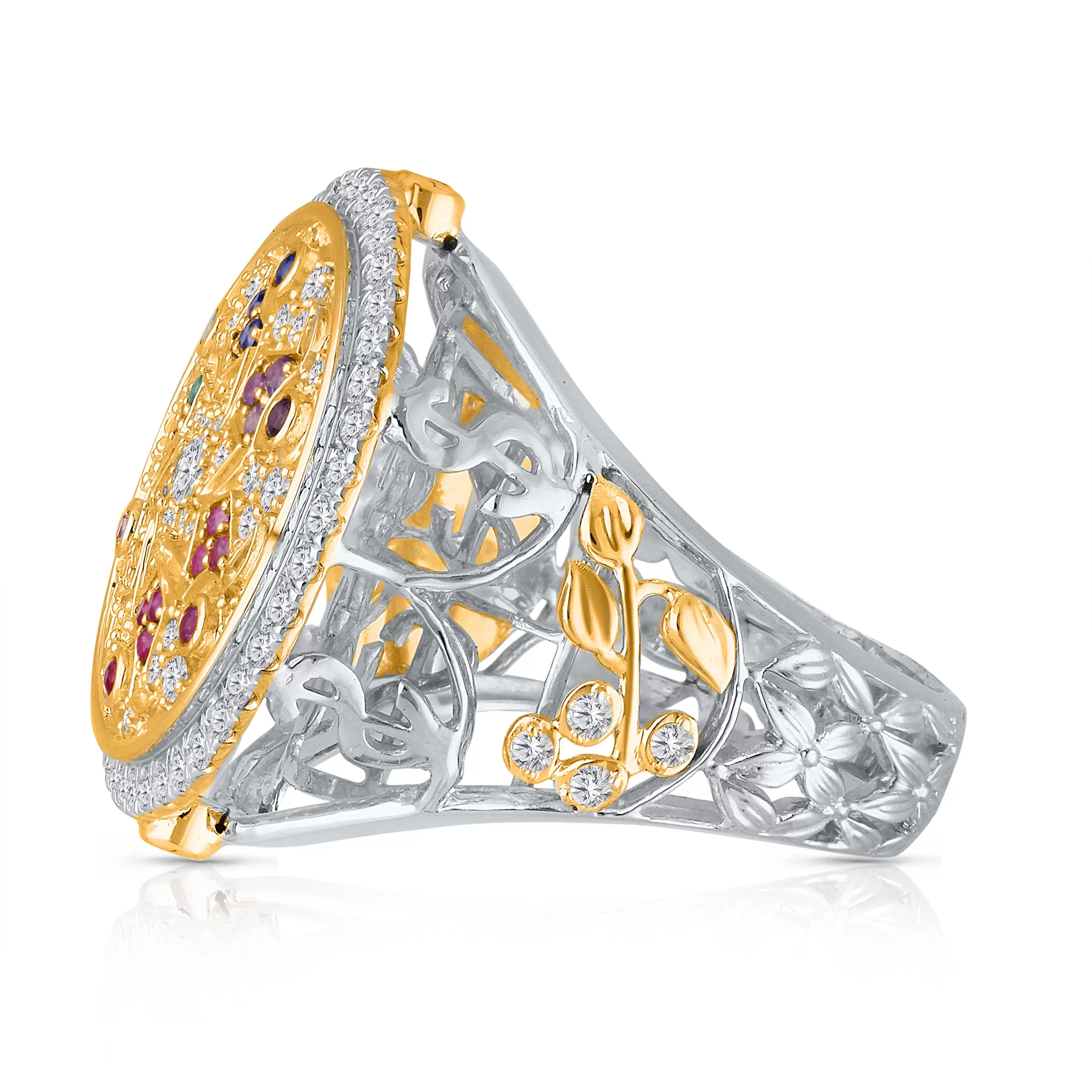 Kallati UIGI Millionaire Club Diamond Ring in 14K White and Yellow Gold