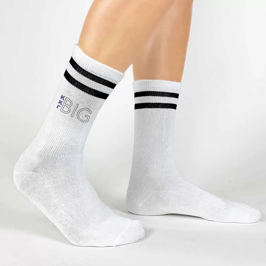 Kappa Kappa Gamma Sorority Socks for your Big and Little with Greek Letters on Striped Cotton Crew Socks