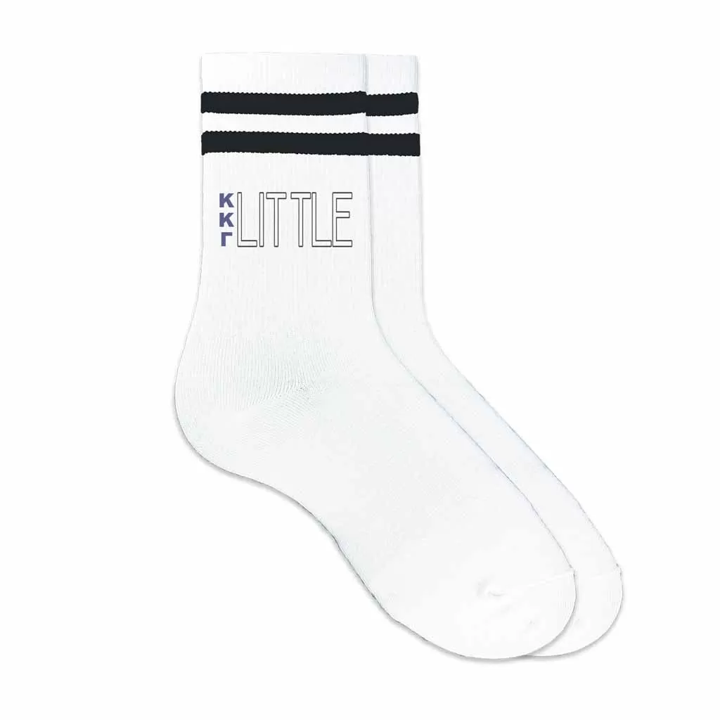 Kappa Kappa Gamma Sorority Socks for your Big and Little with Greek Letters on Striped Cotton Crew Socks