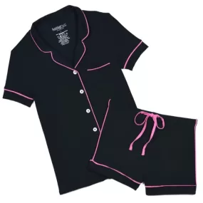 KatieJ NYC Lynn Lounge Set with Shorts - Black / Neon Pink: Tween