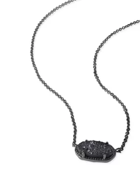 Kendra Scott Elisa Oval Pendant Necklace in Black Drusy and Gunmetal