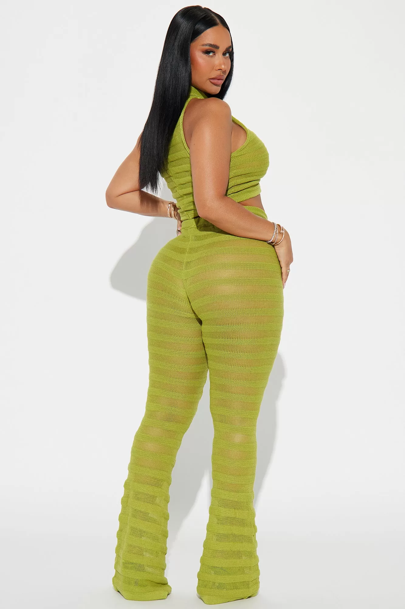 Key West Sheer Pant Set - Chartreuse