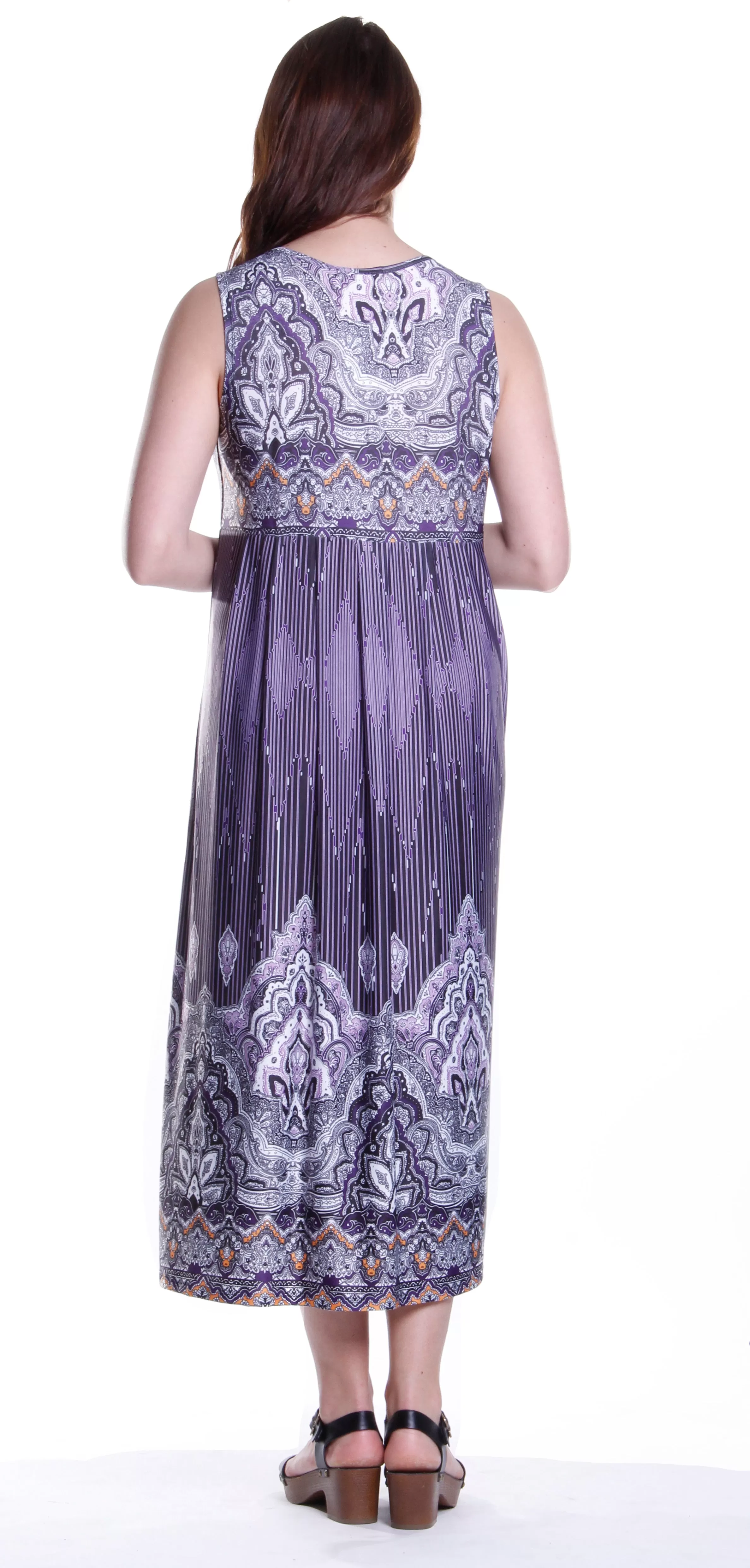 La Cera Border Print Sleeveless Printed Maxi Dress