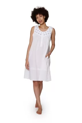 La Cera Lattice Embroidered Yoke Chemise