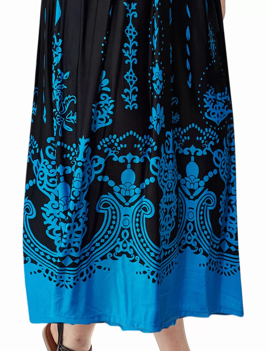 La Cera Paisley Border Print Sleeveless Printed Maxi Dress