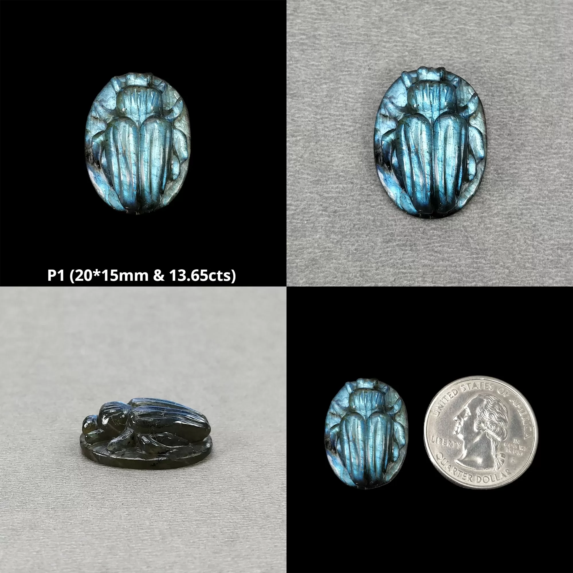 LABRADORITE Gemstone Carving : Natural Untreated Unheated Labradorite Hand Carved Scarabs