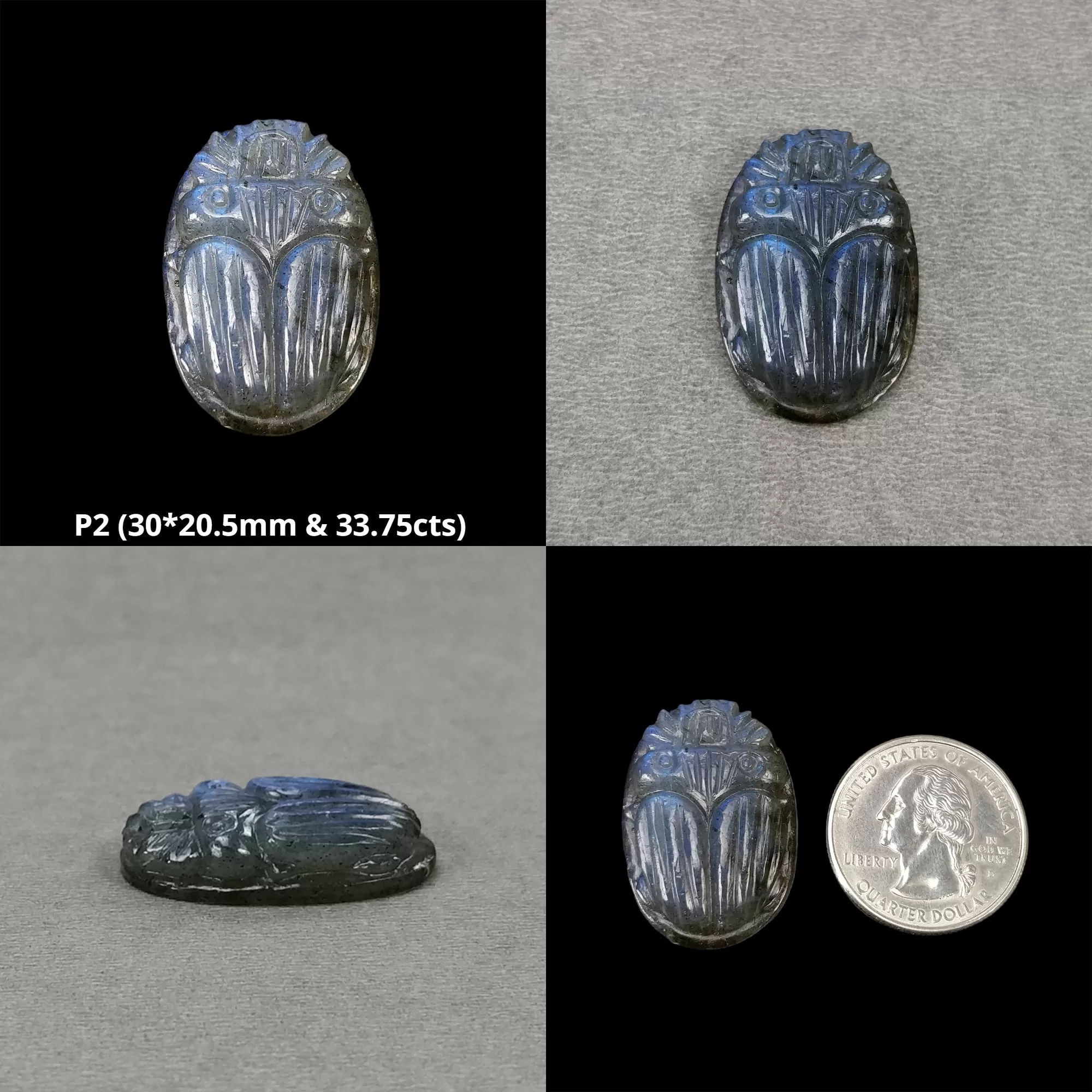 LABRADORITE Gemstone Carving : Natural Untreated Unheated Labradorite Hand Carved Scarabs