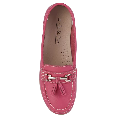 Ladies Leather Slip on Shoes WaterMelon Nautical Flat Jo & Joe