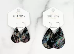 Leather Teardrop Earring Northern Lights