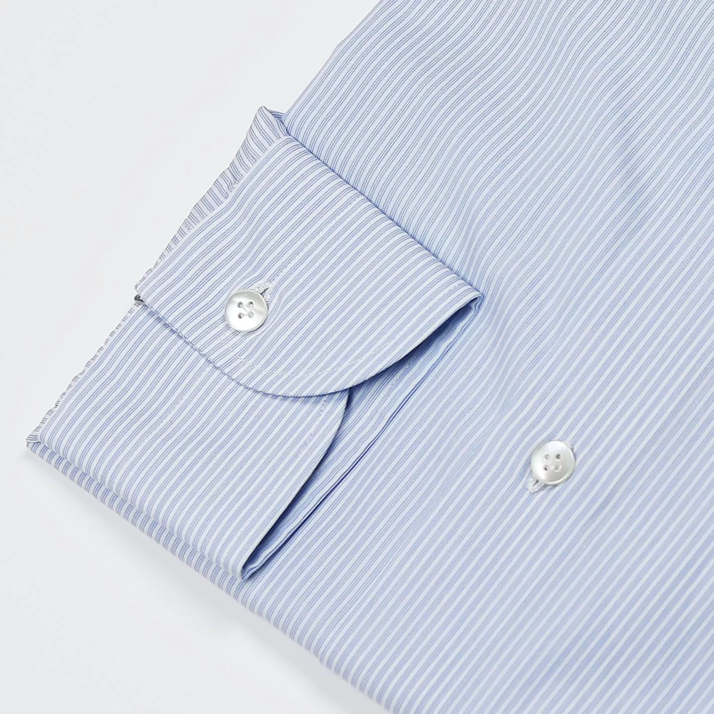 Light Blue Thin Striped Semi-cutaway Shirt