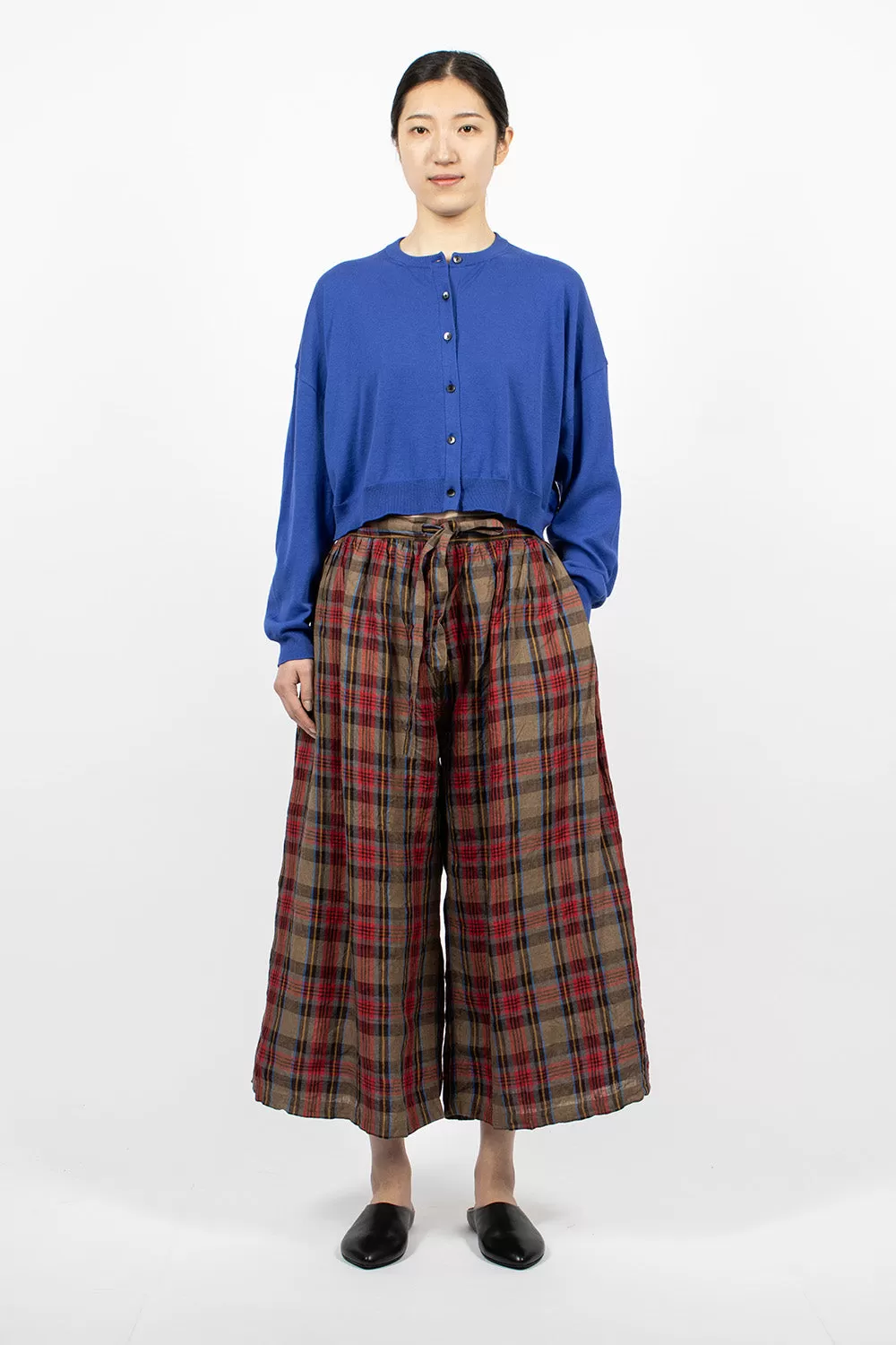 Linen Tartan Pants Mocha