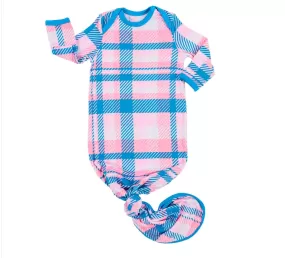 Little Sleepies Rosy Plaid Bamboo Infant Knotted Gown