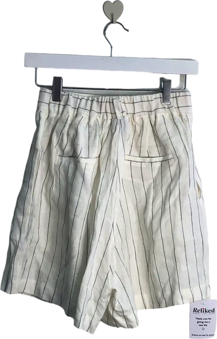 Live Aid Cream Striped High-Waisted Shorts UK 10