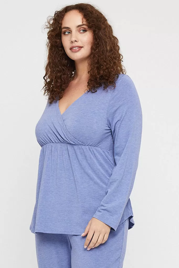 Long Sleeve Cross Front PJ Top - Lavender