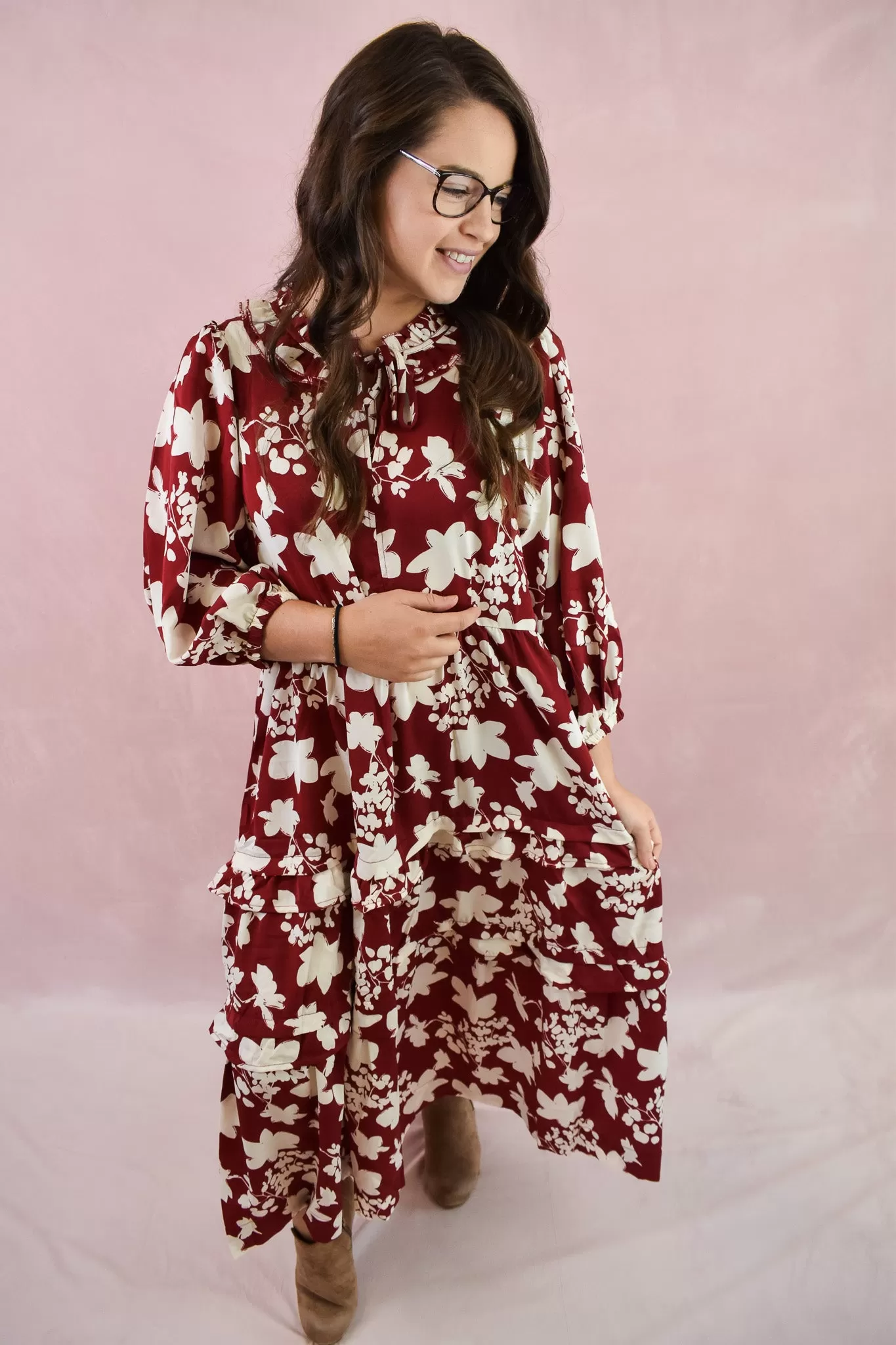 Long Story Short Balloon Sleeve Midi Dress