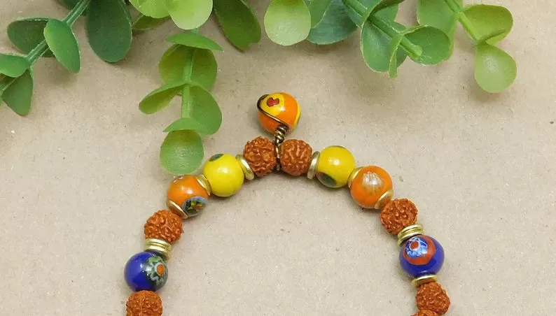 Lovely Rudraksha and Lampwork Bracelet