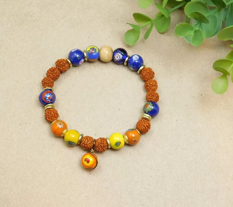 Lovely Rudraksha and Lampwork Bracelet