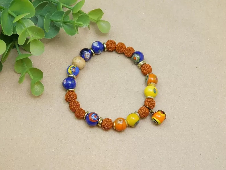 Lovely Rudraksha and Lampwork Bracelet