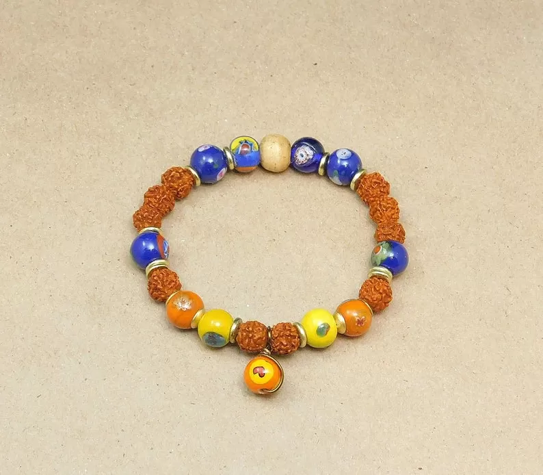 Lovely Rudraksha and Lampwork Bracelet