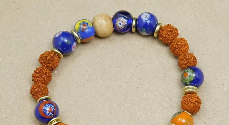 Lovely Rudraksha and Lampwork Bracelet