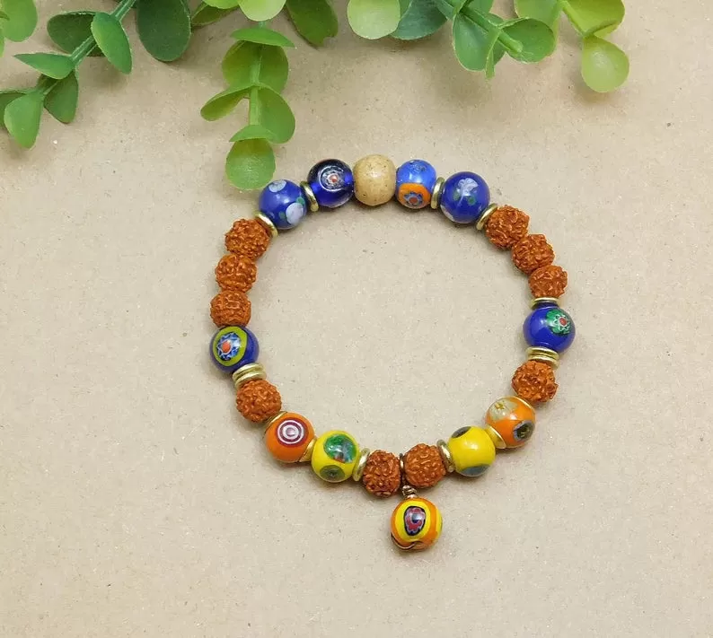 Lovely Rudraksha and Lampwork Bracelet