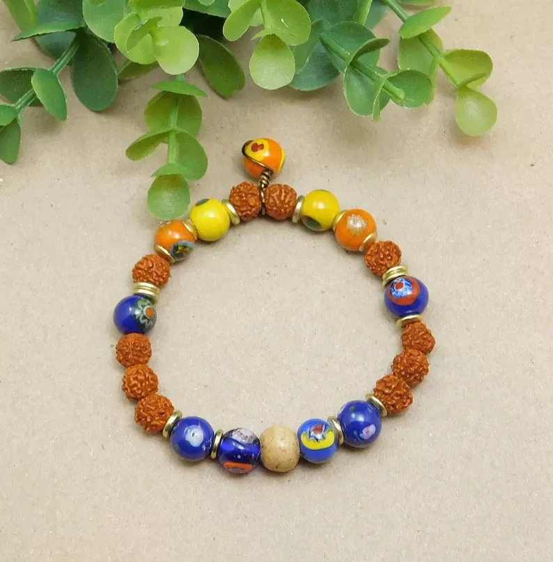 Lovely Rudraksha and Lampwork Bracelet