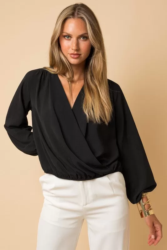 L/S Surplice Shoulder Shirring Top