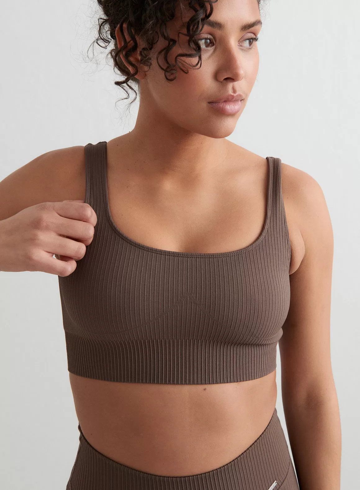 Macchiato Ribbed Seamless Tank Bra