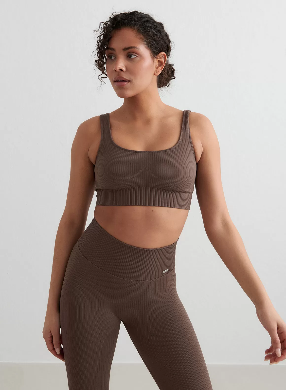 Macchiato Ribbed Seamless Tank Bra