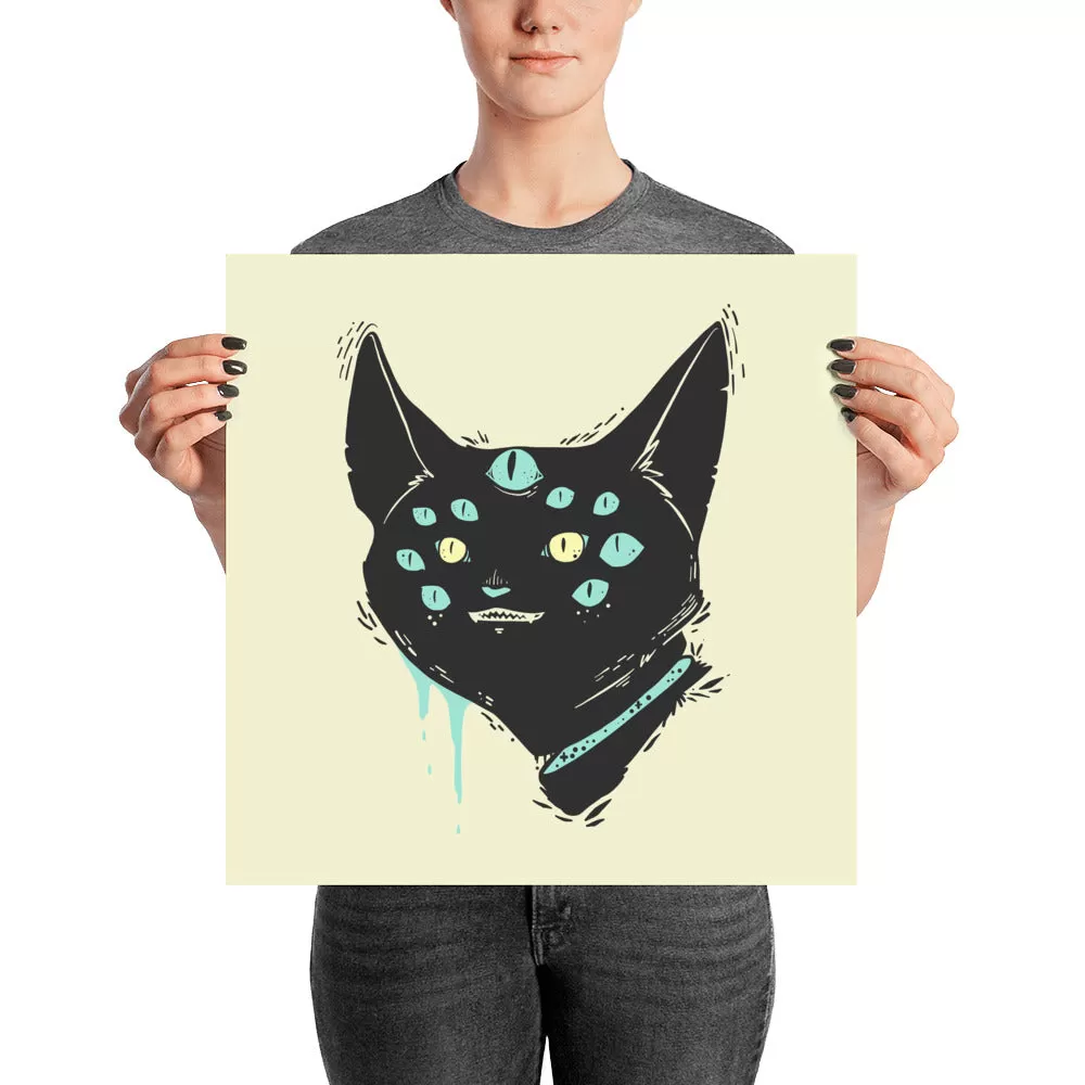 Many-Eyed Cat Monster Matte Art Print