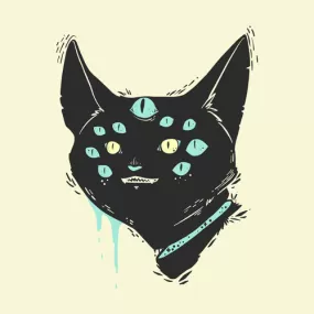 Many-Eyed Cat Monster Matte Art Print