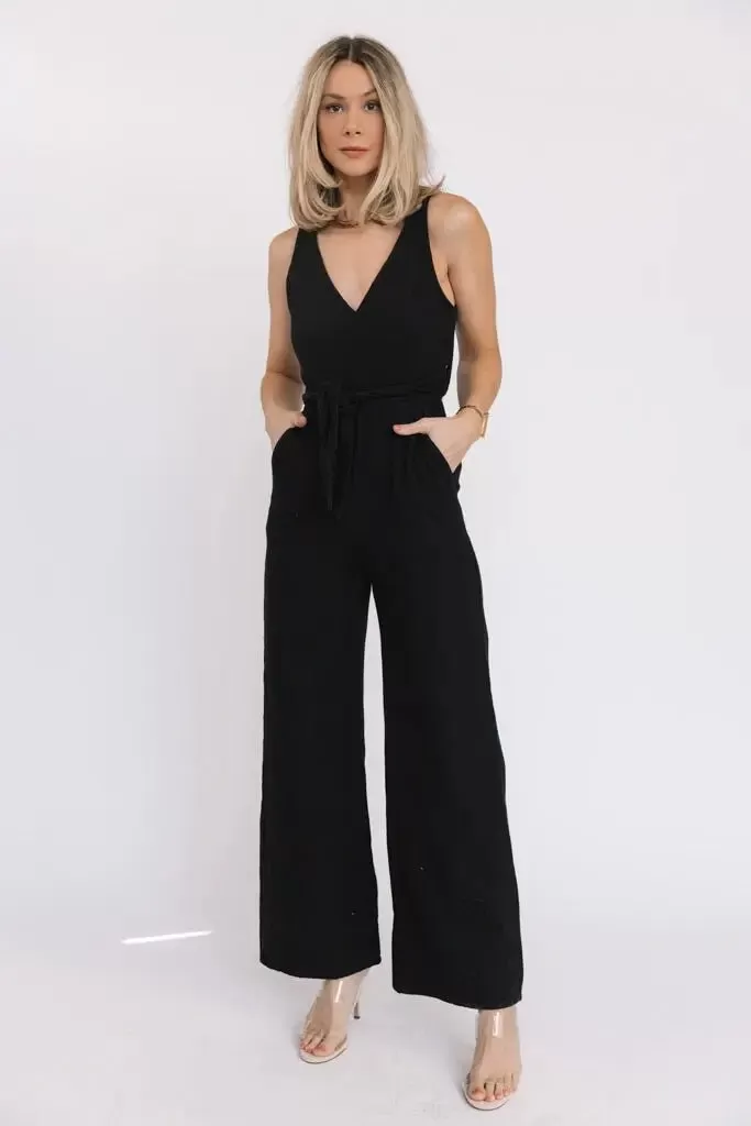 Marlowe Black Criss Cross Back Jumpsuit - Final Sale