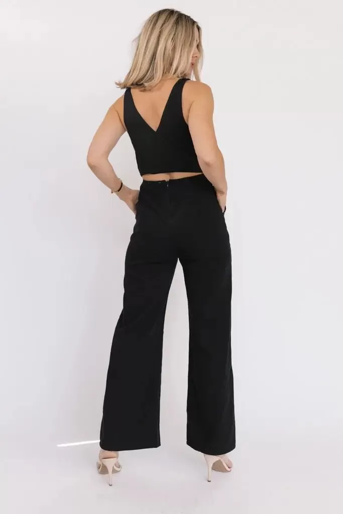 Marlowe Black Criss Cross Back Jumpsuit - Final Sale