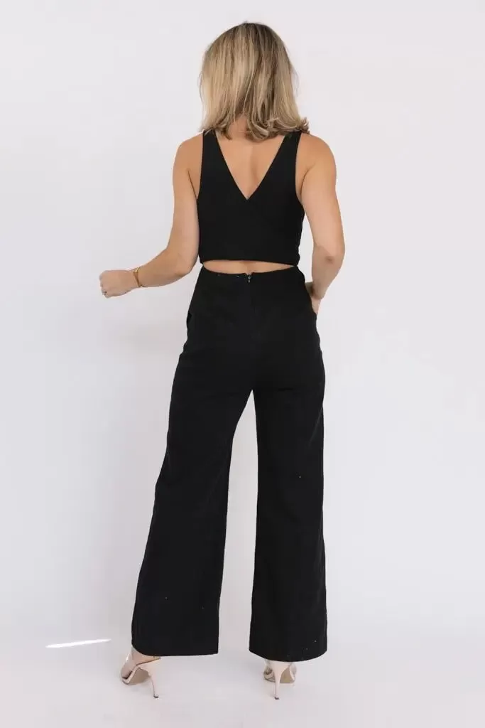 Marlowe Black Criss Cross Back Jumpsuit - Final Sale