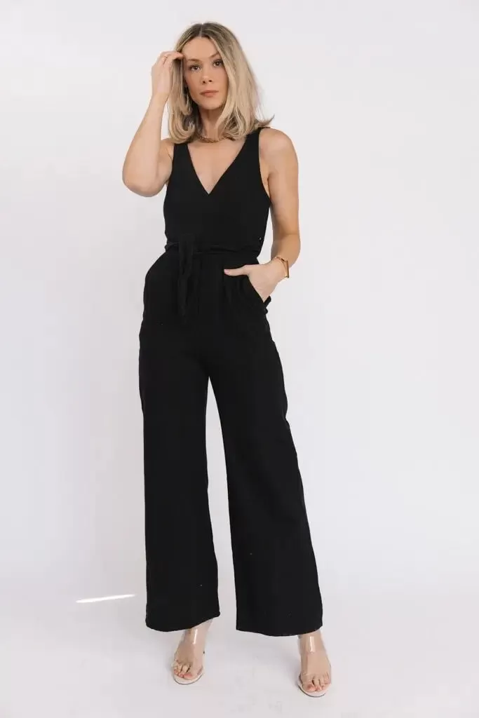 Marlowe Black Criss Cross Back Jumpsuit - Final Sale