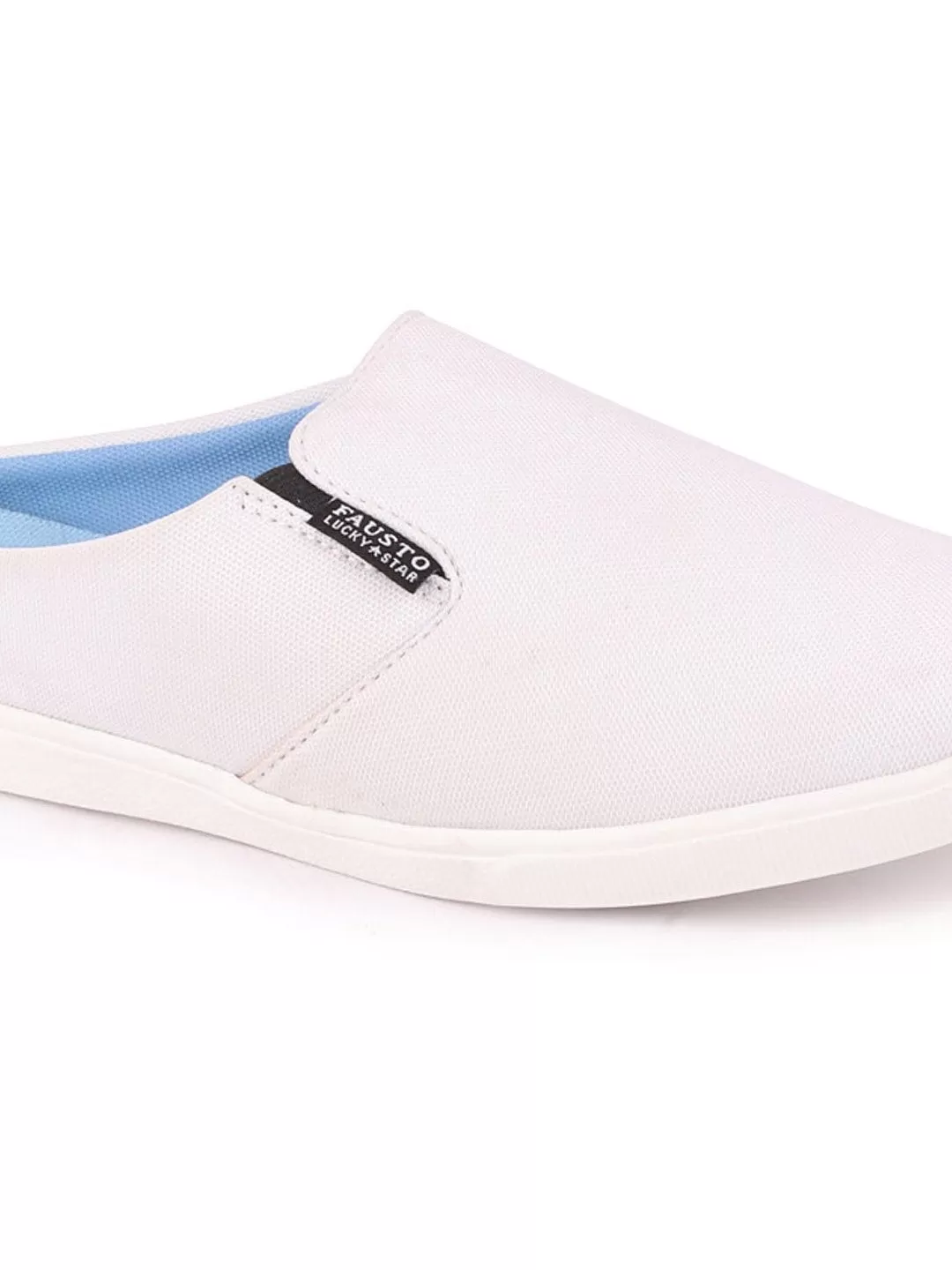 Men White Casual Canvas Slip-On Shoes