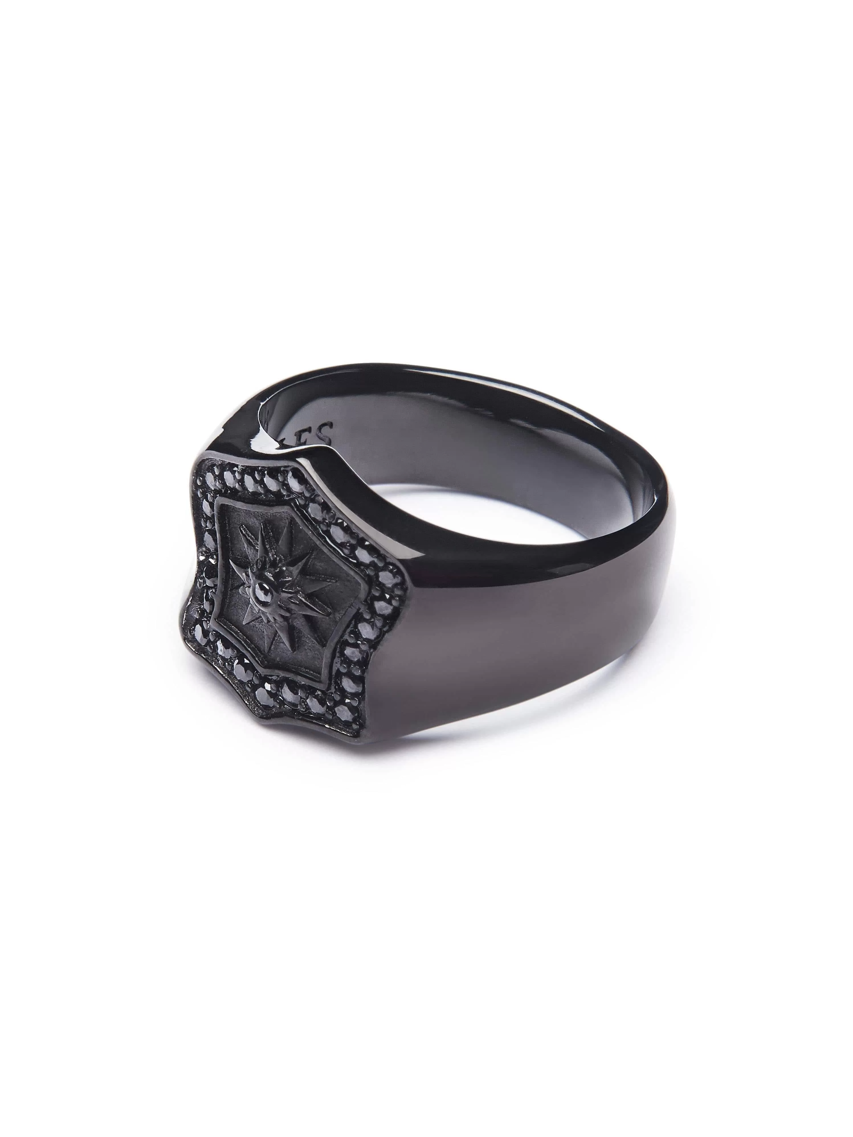 Men's Black Shield Ring