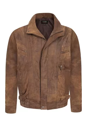 Men's Brown Buff Real Leather Classic Blouson Jacket - 'PAUL'