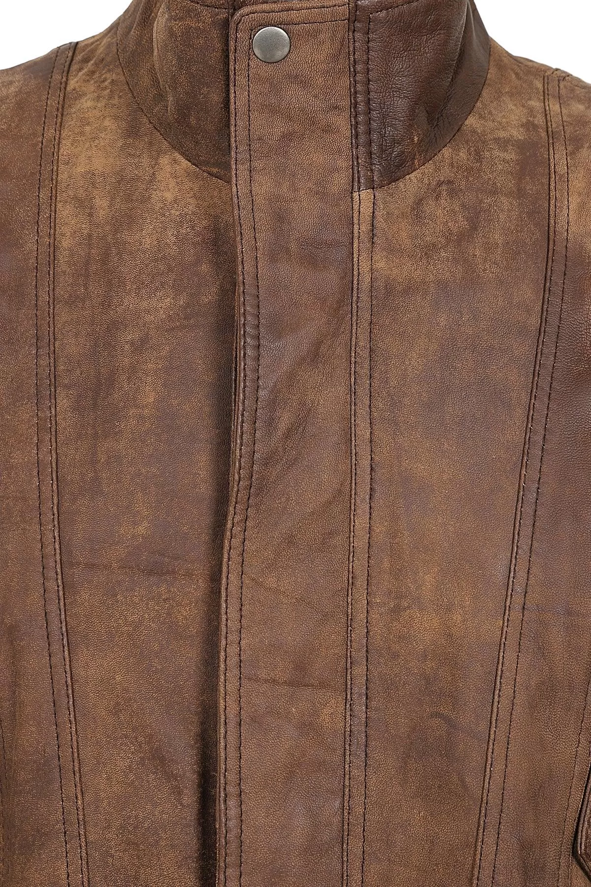 Men's Brown Buff Real Leather Classic Blouson Jacket - 'PAUL'