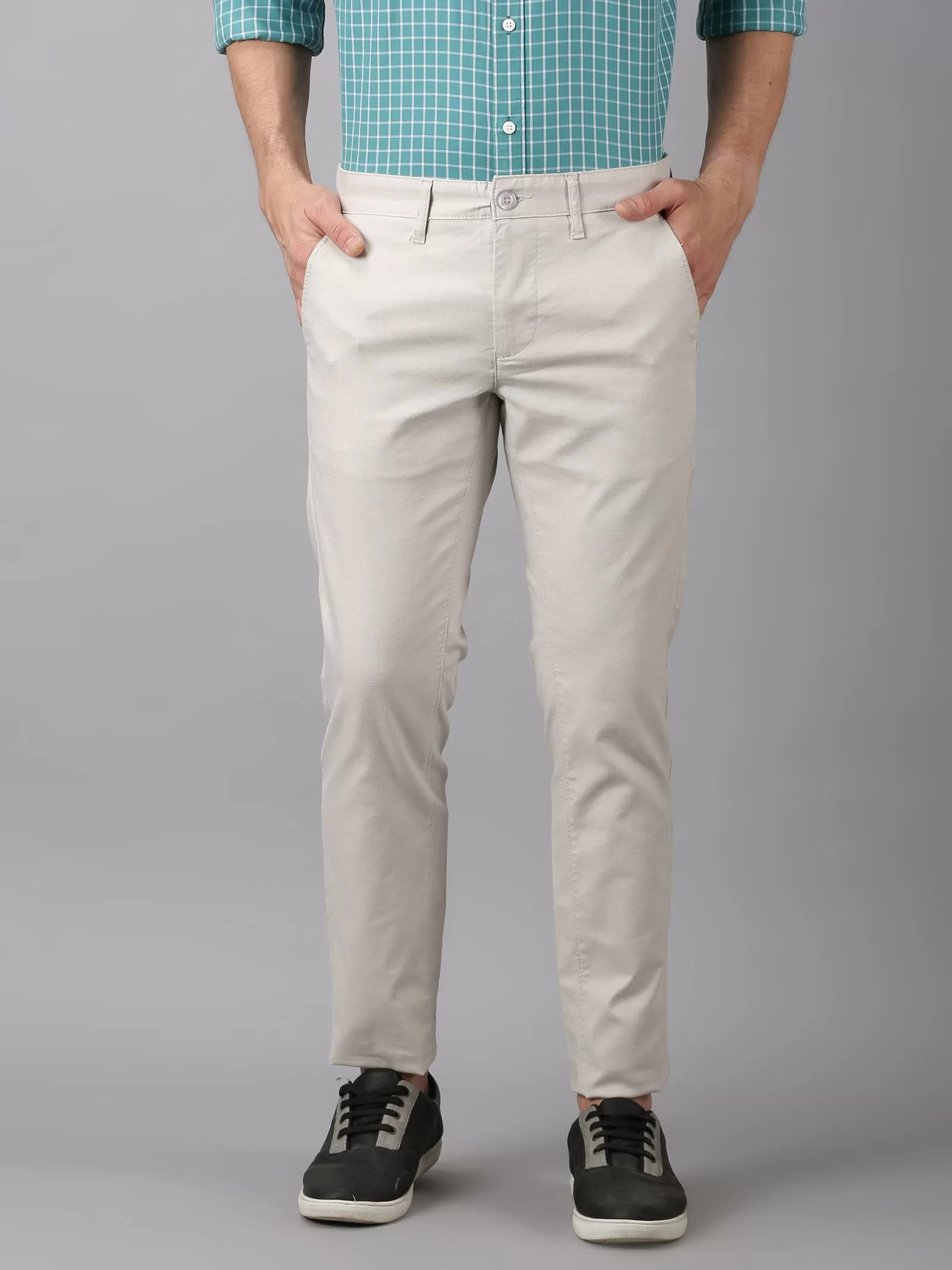 MEN'S ECRU SLIM FIT TROUSER