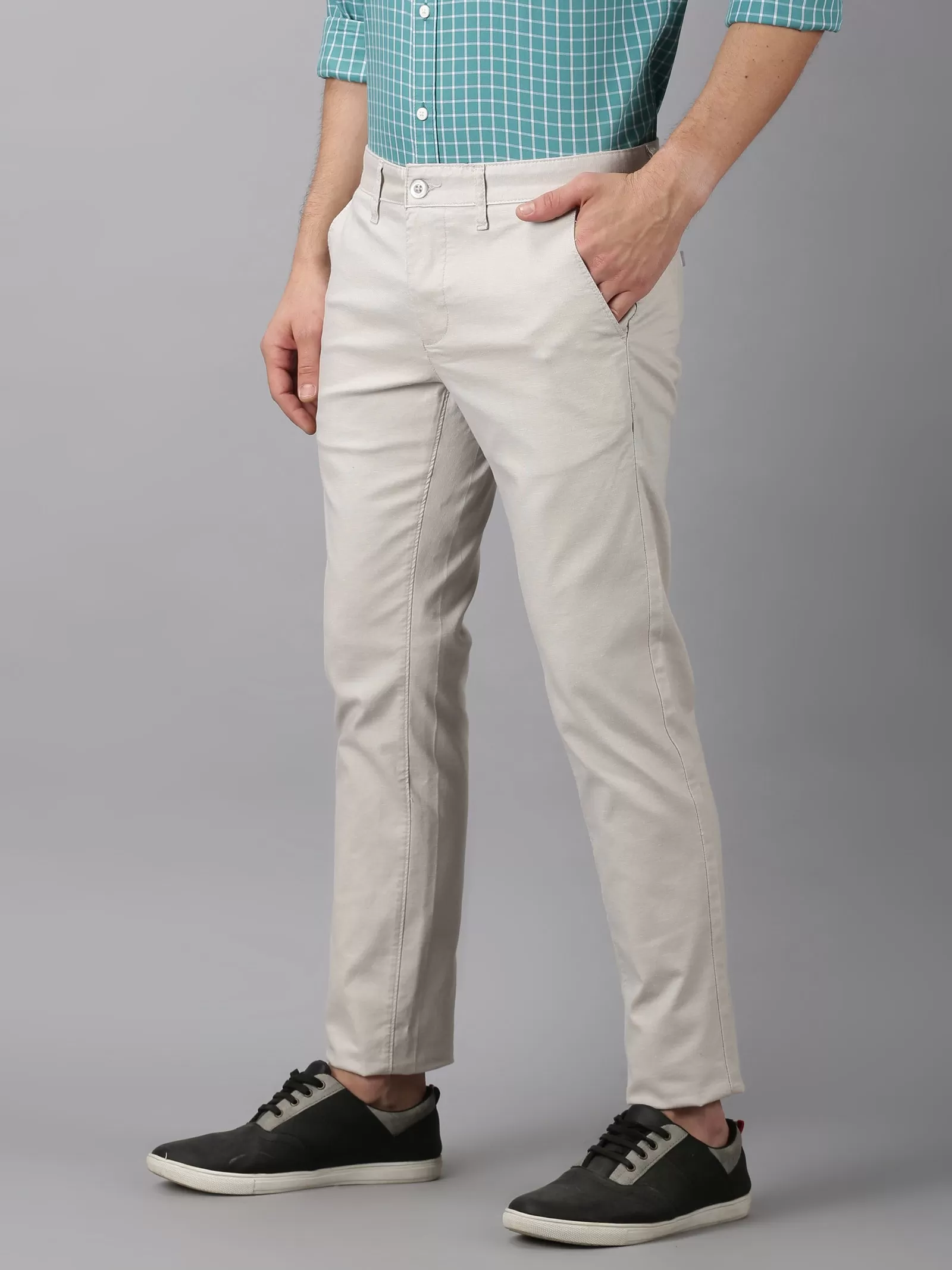 MEN'S ECRU SLIM FIT TROUSER