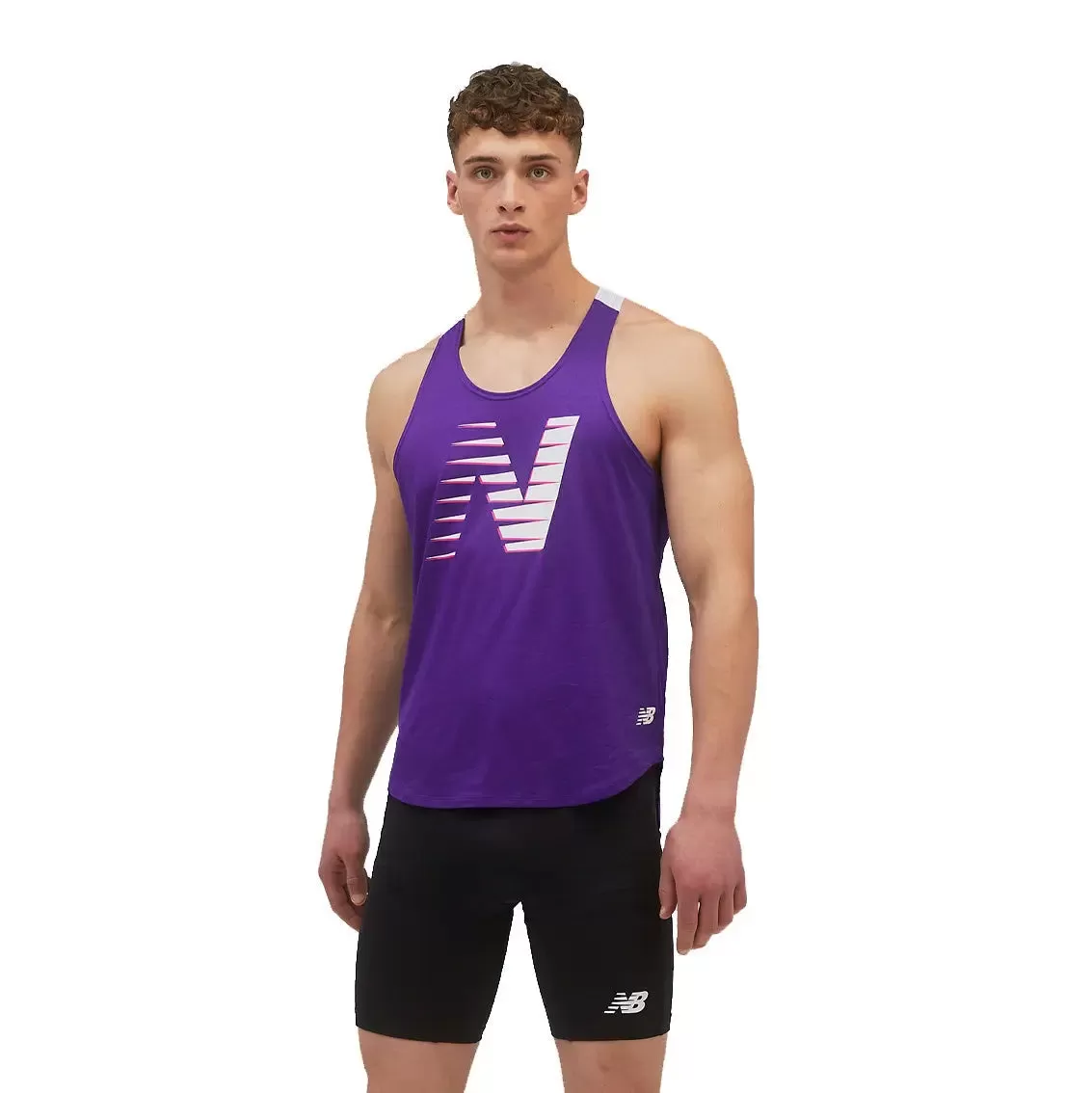 Mens New Balance Fast Flight Singlet - Deep Violet / Heather