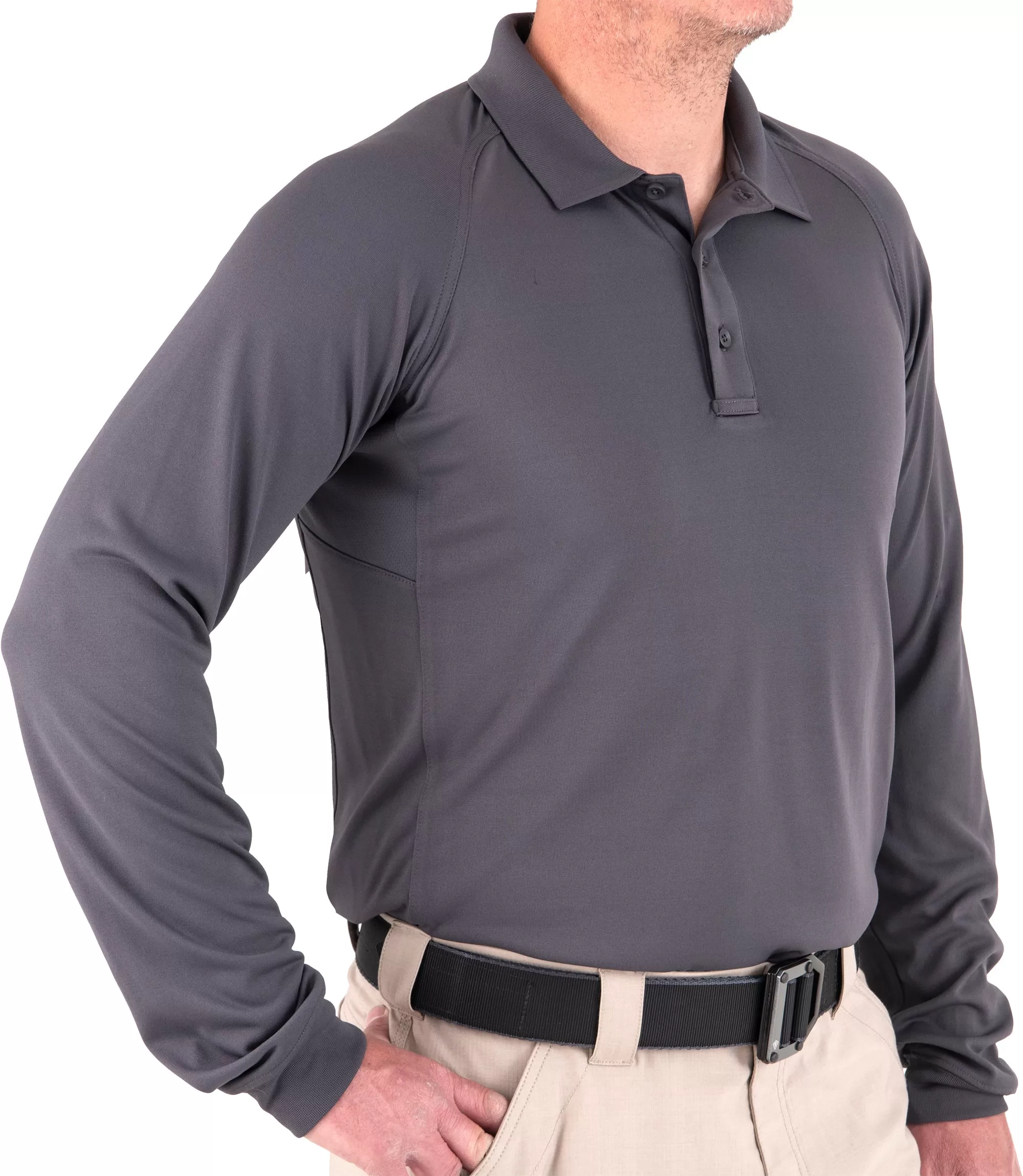 Men's Performance Long Sleeve Polo / Asphalt