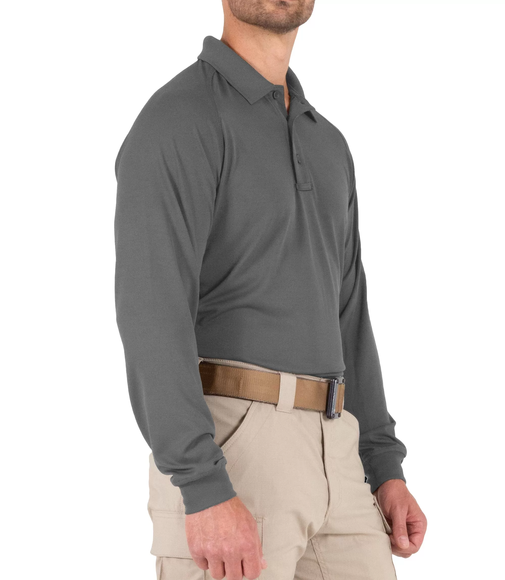 Men's Performance Long Sleeve Polo / Wolf Grey