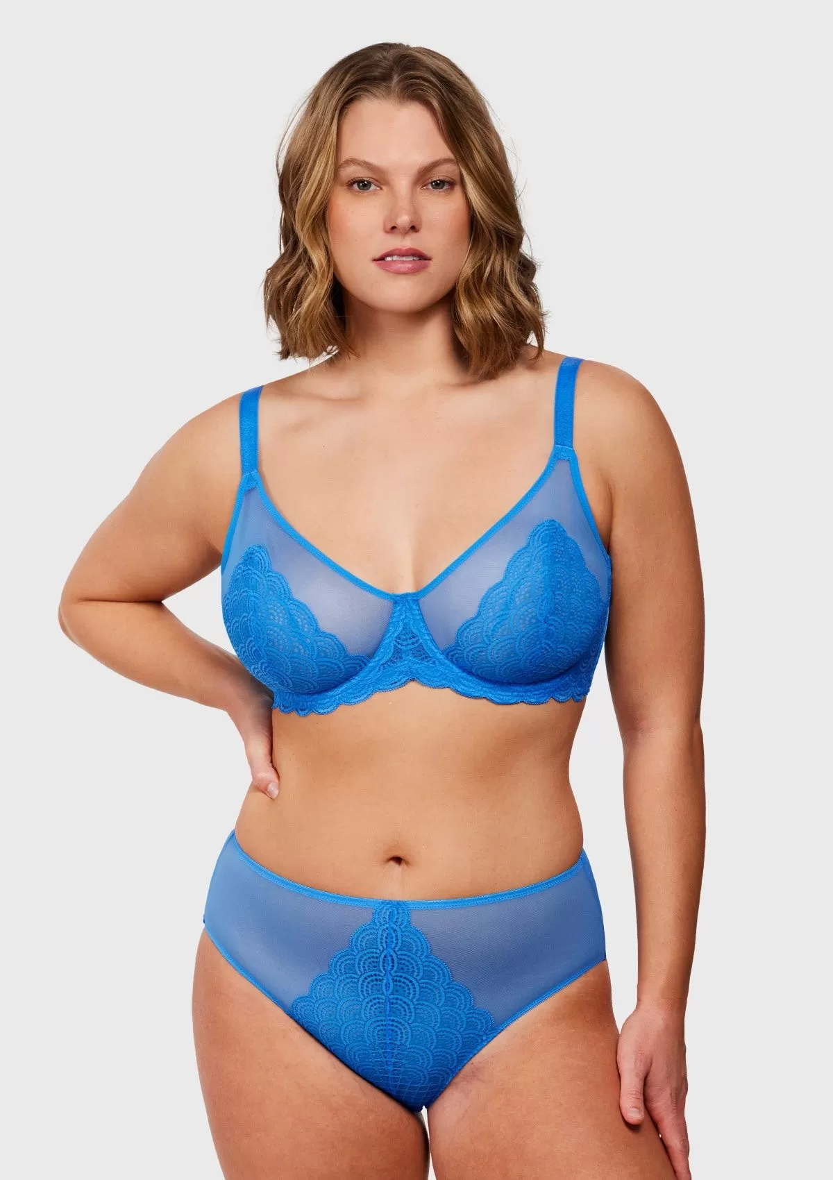 Mermaid Scales Lace Azure Sky Unlined Bra