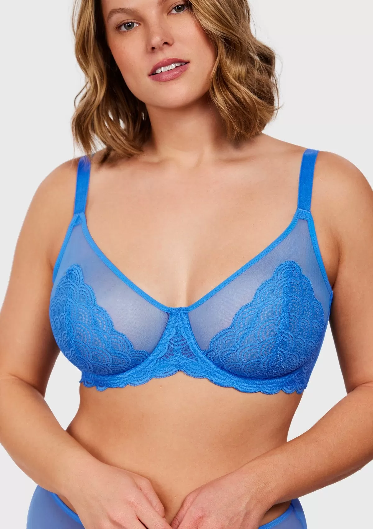 Mermaid Scales Lace Azure Sky Unlined Bra