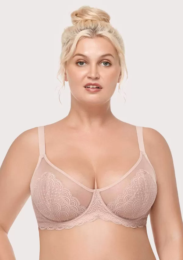 Mermaid Scales Lace Beige Unlined Underwire Bra