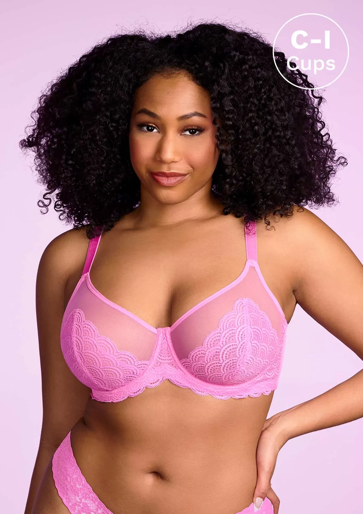 Mermaid Scales Lace Pink Unlined Bra