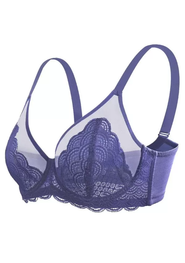 Mermaid Scales Lace Purple Unlined Bra